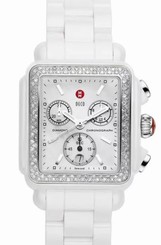 Michele Women's White Deco Ceramic Diamond Watch