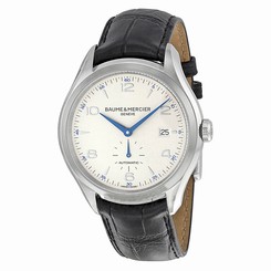 Baume And Mercier Clifton Silver Dial Leather Automatic Mens Watch MOA10052