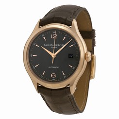 Baume and Mercier Clifton Grey Dial 18kt Rose Gold Leather Men Watch MOA10059 7612456845536