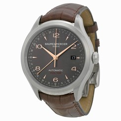 Baume and Mercier Clifton Grey Dial Brown Alligator Leather Mens Watch MOA10111 7613268012727