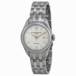 Baume and Mercier Clifton Silver Dial Stainless Steel Ladies Watch MOA10150