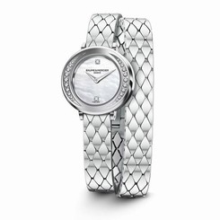 Baume & Mercier Petite Promesse Diamond Wraparound Steel Strap Watch MOA10289