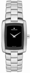 New Women's Movado Eliro Black Dial Silver Tone Stainless Steel Watch 0605378
