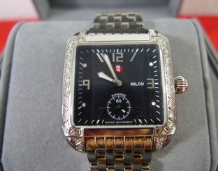 NEW WITHOUT TAGS MICHELE MILOU DIAMOND STAINLESS STEEL BAND MW15A01A2026 WATCH