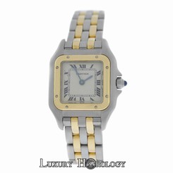 Authentic Ladies Cartier Panthere 1120 Two Row Stainless Steel 22mm Quartz Watch