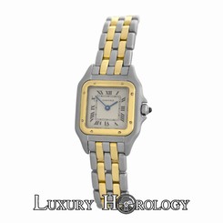 Mint Ladies Cartier Panthere 166921 Two Row Stainless Steel 22mm Quartz Watch