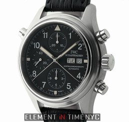 IWC Pilot Doppel Chronograph Stainless Steel 42mm Black T Swiss Dial IW3713