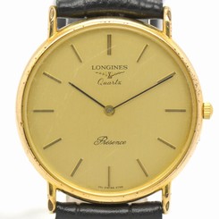 Auth LONGINES Presence Gold Plated Gold Dial Quartz Watch for Men #4385