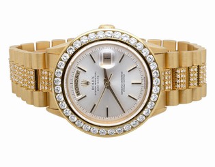 18K Mens Yellow Gold Rolex Presidential Day-Date 40MM Prong Diamond Watch 9 CT
