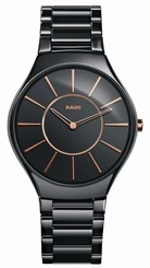 Rado Trueline Thin L R27741152 Black Dial Ceramic Swiss Quartz Dress Men's Watch