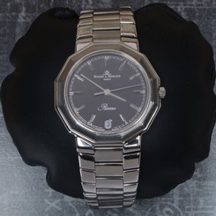BAUME MERCIER GENEVE RIVERIA STAINLESS STEEL MENS LUXURY DRESS WRIST WATCH 5131