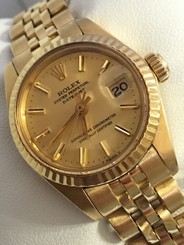 Ladies Rolex 18k Solid Yellow Gold Datejust W/jubilee Band & Champagne Dial 6917