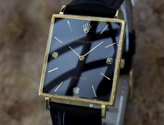 Rolex 18K Solid Gold Sapphire Crystal Diamond Dial Manual 1980 Dress Watch QR13