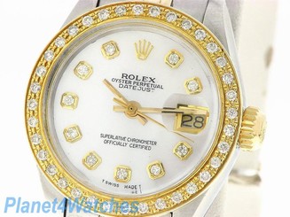 ROLEX LADIES DATEJUST WATCH STAINLESS STEEL & YELLOW GOLD DIAMOND AUTOMATIC LADY