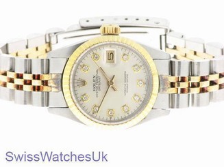Rolex Oyster Perpetual Datejust Women's Steel & Gold Automatic Diamond Watch