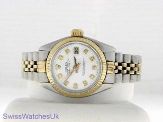 ROLEX LADIES DATEJUST WATCH STAINLESS STEEL & YELLOW GOLD DIAMOND AUTOMATIC LADY