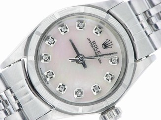 ROLEX LADIES DATEJUST WATCH STAINLESS STEEL DIAMOND AUTOMATIC ROLEX OYSTER LADY