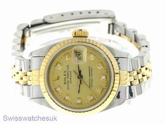 ROLEX LADIES DATEJUST WATCH STAINLESS STEEL & YELLOW GOLD DIAMOND AUTOMATIC LADY