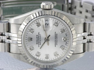 ROLEX LADIES DATEJUST WATCH STAINLESS STEEL DIAMOND AUTOMATIC ROLEX OYSTER LADY