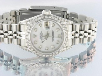 ROLEX LADIES DATEJUST WATCH STAINLESS STEEL DIAMOND AUTOMATIC ROLEX OYSTER LADY