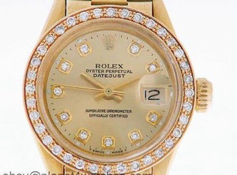 Rolex Oyster Perpetual Datejust Ladies 18K Gold Diamond Watch Rolex Vintage