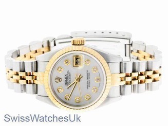 ROLEX LADIES DATEJUST WATCH STAINLESS STEEL & YELLOW GOLD DIAMONDS ROLEX OYSTER