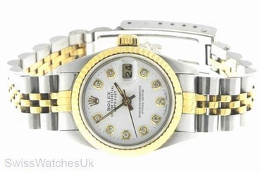 ROLEX LADIES DATEJUST WATCH STAINLESS STEEL & YELLOW GOLD DIAMONDS ROLEX OYSTER