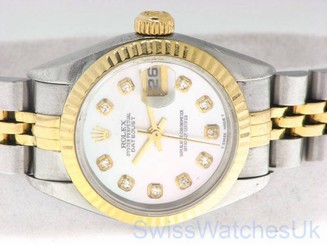 ROLEX LADIES DATEJUST WATCH STAINLESS STEEL & YELLOW GOLD DIAMONDS ROLEX OYSTER