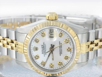 ROLEX LADIES DATEJUST WATCH STAINLESS STEEL & YELLOW GOLD DIAMONDS ROLEX OYSTER