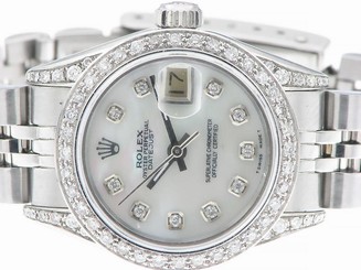 ROLEX LADIES DATEJUST WATCH STAINLESS STEEL DIAMOND AUTOMATIC ROLEX OYSTER LADY