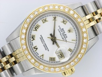 ROLEX LADIES DATEJUST WATCH STAINLESS STEEL & YELLOW GOLD DIAMONDS ROLEX OYSTER
