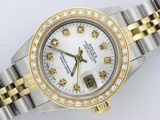 ROLEX LADIES DATEJUST WATCH STAINLESS STEEL & YELLOW GOLD DIAMONDS ROLEX OYSTER