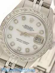 ROLEX LADIES DATEJUST WATCH STAINLESS STEEL DIAMOND AUTOMATIC ROLEX OYSTER LADY