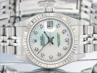 ROLEX LADIES DATEJUST WATCH STAINLESS STEEL DIAMOND AUTOMATIC ROLEX OYSTER LADY