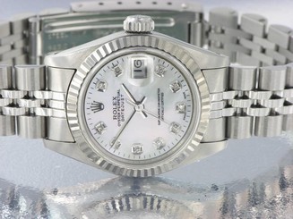 ROLEX LADIES DATEJUST WATCH STAINLESS STEEL DIAMOND AUTOMATIC ROLEX OYSTER LADY
