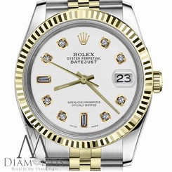 26mm Rolex Datejust 18K/SS 2Tone White Face w/ 8+2 Diamond Accent Jubilee Watch