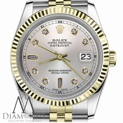 Ladies Rolex 31mm Datejust2Tone Silver Color Dial with 8+2 Diamond Accent