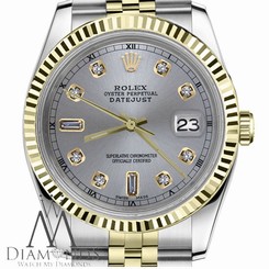 Men`s Rolex 36mm Datejust2Tone Slate Grey Color Dial with 8+2 Diamond Accent