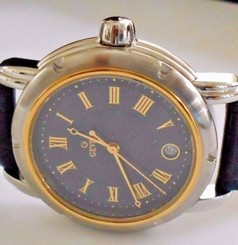 Mint Men's Gevril S0111 SS/18K Solid Gold Leather with Box #1356