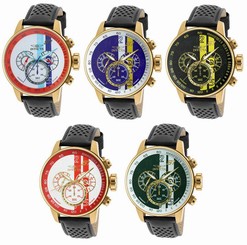 Invicta Men's S1 Rally Chrono 100m Gold Tone S. Steel Black/Brown Leather Watch
