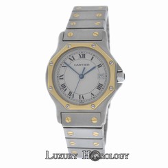 Ladies Cartier Santos Octagon 187902 Steel 18K Gold Date Quartz 30MM Watch