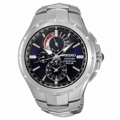 New Seiko SSC375 Solar Coutura Chronograph Stainless Steel Men's Watch