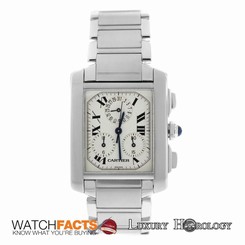 Men's Unisex Cartier Tank Francaise 2303 Chronoflex Chrono Steel Quartz Watch