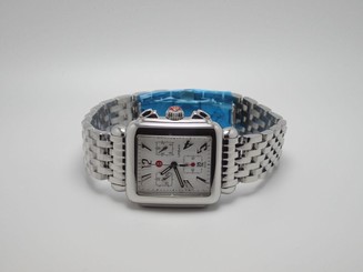 MICHELE URBAN WOMENS XL CHRONOGRAPH STAINLESS STEEL SILVER WATCH