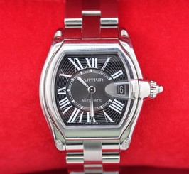 Cartier Roadster Stainless Steel Black Dial Mens Large Automatic Watch W62041v3