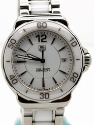 MINT CONDITION TAG HEUER LADIES FORMULA ONE WAH1211 CERAMIC WHITE DIAL POLISHED