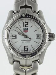 MINT COND TAG HEUER LADIES WT1414 LINK WHITE DIAL STAINLESS STEEL BRUSHED QUARTZ