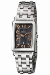 Gevril Women's 7042RB Mini Black Dial Stainless Steel Date Wristwatch