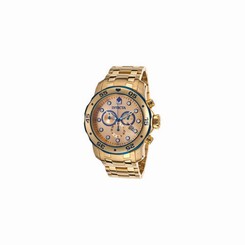 New Invicta Men's Pro Diver Chronograph 18K Gold & Stainless Steel Watch #80069