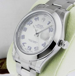 Rolex Datejust II 41mm Stainless Steel Blue Arabic Silver 116300 Ret: $7,150 845960034548
